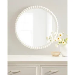 Kate & Laurel All Things Decor 28"x28" Bronte Decorative Wall Mirror Wood White -Umbra Home Decor Shop GUEST db5c5579 03ee 4e2d 8578 1985decef8b3