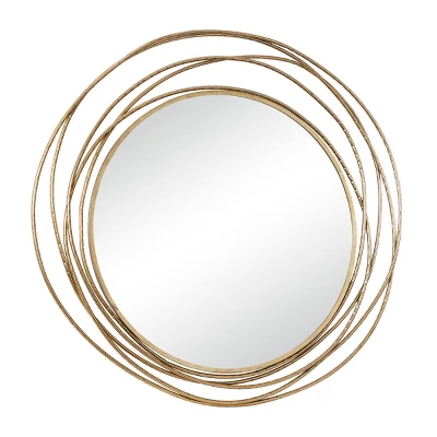 Metal Wall Mirror With Overlapping Ring Frame Gold - Olivia & May 7 Metal Wall Mirror With Overlapping Ring Frame Gold - Olivia & May - Image 7
