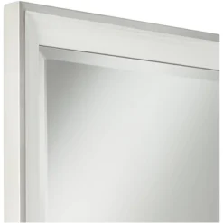 Uttermost Rectangular Vanity Accent Wall Mirror Modern Beveled Glossy White Wood Frame 24" Wide For Bathroom Bedroom Living Room