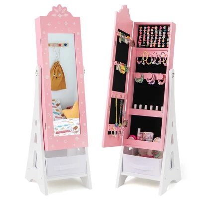 Tangkula Kids Jewelry Cabinet With Full-Length Mirror Drawer 2 Adjustable Tilt Angles 10 Tangkula Kids Jewelry Cabinet With Full-Length Mirror Drawer 2 Adjustable Tilt Angles - Image 10