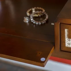 Linon Callie Solid Wood Vanity With Stool: Bohemian Design, Flip Mirror, Storage Space -Umbra Home Decor Shop GUEST dc4de12c f93c 4a6e 8179 3adfdd47d3c1