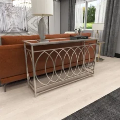 Metal And Mirror Trellis Design Front And Sides Console Table Silver - Olivia & May -Umbra Home Decor Shop GUEST dcff3dff 7795 4b27 b8eb 55482d759813