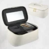 Unique Bargains PU Leather Makeup Bag With Mirror 1 Pc