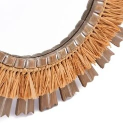 LuxenHome 24" Round Boho Style Raffia Accent Wall Mirror Wall Decor Home Decor -Umbra Home Decor Shop GUEST dd60888f 5408 4135 a944 51664fdc09be