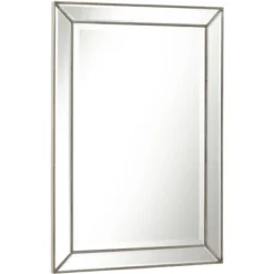 Uttermost Roseau Rectangular Vanity Wall Mirror Modern Beveled Silver Pewter Beaded Border Frame 24" Wide Bathroom Bedroom Living Room House Entryway -Umbra Home Decor Shop GUEST ddb81419 9e90 4b69 8d83 fea70f56ac4a