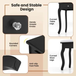 Costway Makeup Vanity Set With Tri-Fold Mirror & LED Lights 4 Drawers Open Shelf White/Black -Umbra Home Decor Shop GUEST de155ad2 9e7d 4a14 bde4 22fbeab5cb94