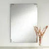 Noble Park Slynia Rectangular Vanity Decorative Wall Mirror Modern Silver Metal Corner 27" Wide For Bathroom Bedroom Living Room Home Office Entryway