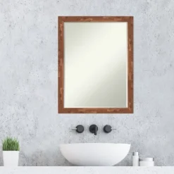 Amanti Art Fresco Light Pecan Petite Bevel Wood Bathroom Wall Mirror 26.5 X 20.5 In. -Umbra Home Decor Shop GUEST dea502c6 f455 4d8d 8b1d 8301133464ac