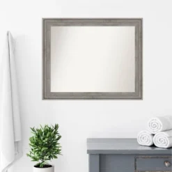 33" X 27" Non-Beveled Regis Barnwood Gray Wood Bathroom Wall Mirror - Amanti Art -Umbra Home Decor Shop GUEST dece68e2 7571 43b7 a451 4b9891fcacc1