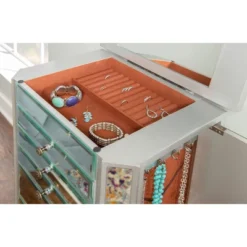 Aislin Jewelry Armoire Mirror/Silver - Powell Company -Umbra Home Decor Shop GUEST df221d86 0ec5 423d b321 22c898bab998