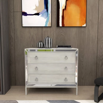 Glam Painted Wood And Mirror Chest White - Olivia & May 16 Glam Painted Wood And Mirror Chest White - Olivia & May - Image 16