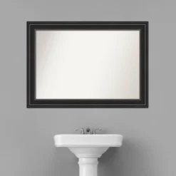 42" X 30" Non-Beveled Ridge Black Bathroom Wall Mirror - Amanti Art -Umbra Home Decor Shop GUEST e00dadcb dff7 4d8b b431 97d3c0cf132f