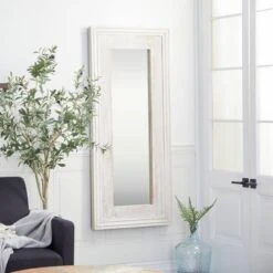Rectangle Farmhouse Wood Wall Mirror White - Olivia & May -Umbra Home Decor Shop GUEST e01183e3 0bd2 4245 a534 96a4d1f07d57