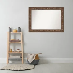 42" X 30" Non-Beveled Bridge Wood Bathroom Wall Mirror Brown - Amanti Art -Umbra Home Decor Shop GUEST e04a34bf 05a6 4d63 93a1 582d96452fa6