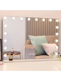 Fenchilin 32 X 23 In. Lighted Large Hollywood Vanity Makeup Mirror With 18 Dimmable Bulbs, 3 Color Light Settings, USB Port For Tabletop/Wall Mount -Umbra Home Decor Shop GUEST e0975a9c f11a 430f aca6 f329c9630556