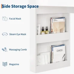 Arched Vanity Desk With Mirror And Lights, Makeup Vanity Table With 3 Drawers And 11 Storage Shelves, Large Dressing Table With Outlet -Umbra Home Decor Shop GUEST e0a242aa 6af5 4856 a09c 47b3e55d8323