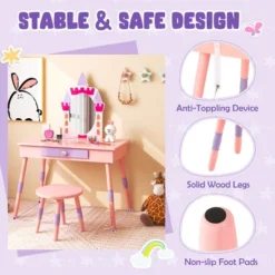 Costway Kids Vanity Set Princess Makeup Pretend Play Dressing Mirror Castle Girls Pink -Umbra Home Decor Shop GUEST e0b8bc8b c9ac 4700 8ffb 802f4e83f312