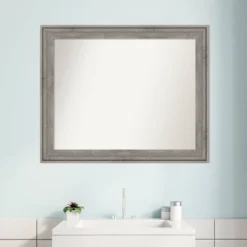 33" X 27" Non-Beveled Regis Barnwood Gray Wood Bathroom Wall Mirror - Amanti Art -Umbra Home Decor Shop GUEST e0ce6e54 881e 4fa1 bc16 da5fecfb9c86
