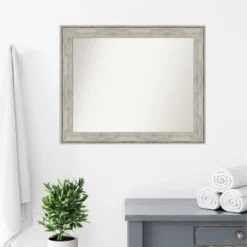 33" X 27" Non-Beveled Crackled Bathroom Wall Mirror Metallic Silver - Amanti Art -Umbra Home Decor Shop GUEST e131f19e 1982 4400 bb4d 4cb167fd5e3f