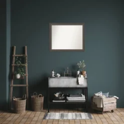 32"x26" Non-Beveled Upcycled Wood Bathroom Wall Mirror Brown/Gray - Amanti Art: Modern Rectangular Design, Wall Mounted, Includes Hardware -Umbra Home Decor Shop GUEST e1326a89 5bcc 49cd bbaa 9accf0f76c12