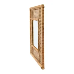 23.5" Square Modern Wood Rattan Wall Mirror Brown - Storied Home -Umbra Home Decor Shop GUEST e1396872 dafe 4292 93bb 2e6c9d3b0bf4