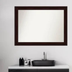 43" X 32" Non-Beveled Bathroom Wall Mirror Coffee Bean Brown - Amanti Art -Umbra Home Decor Shop GUEST e1492abc 46f3 4f17 bab1 2c3e02ad56ee