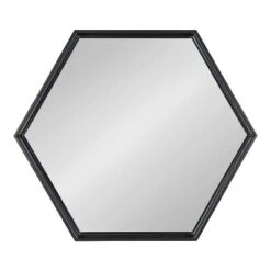 30" X 26" Felicia Hexagon Wall Mirror Black - Kate & Laurel All Things Decor