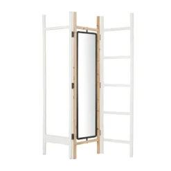 Eclectic Wood Room Divider Screen With Mirror White - Novogratz