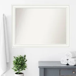 43" X 32" Non-Beveled Craftsman Wood Bathroom Wall Mirror White - Amanti Art -Umbra Home Decor Shop GUEST e2bb37f0 f01d 4805 a987 8ba8e1243a51
