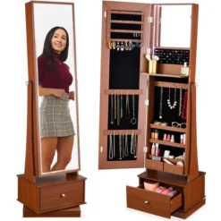 Best Choice Products 360 Swivel Standing Mirrored Jewelry Cabinet, LED-Lit Makeup Organizer W/ Mirror -Umbra Home Decor Shop GUEST e3aed7ac 8a94 4088 972a 64ab063992cd