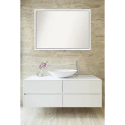 40"x29" Non-Beveled Morgan Wood Bathroom Wall Mirror White/Blue - Amanti Art: Includes Mounting Hardware, Wood Frame -Umbra Home Decor Shop GUEST e5ce2467 a3ed 4a15 8db9 c228f058185f