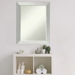 Amanti Art Brushed Sterling Silver Petite Bevel Wood Bathroom Wall Mirror 28 X 22 In. -Umbra Home Decor Shop GUEST e5f5dd04 d47c 4490 9ab4 223b0eb0ca34