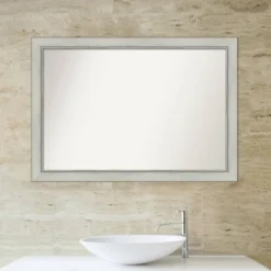 40" X 28" Non-Beveled Flair Patina Bathroom Wall Mirror Silver - Amanti Art -Umbra Home Decor Shop GUEST e5fec984 fe53 4e53 bbd0 14db60458d35