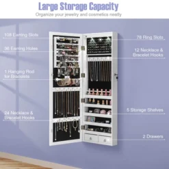 Costway Mirror Jewelry Cabinet With Full Length Clear Mirror & Internal LED Lights Hooks -Umbra Home Decor Shop GUEST e62ecf93 379c 48c6 bed0 04299dac06e0