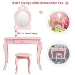 Costway Kids Vanity Set Princess Makeup Dressing Play Table Set W/Mirror -Umbra Home Decor Shop GUEST e6de3c06 b0f9 4aff 92d7 72a942ebb3b7
