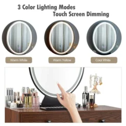 Costway Vanity Makeup Dressing Table W/ 3 Lighting Modes Mirror Touch Switch RusticCoffee -Umbra Home Decor Shop GUEST e6e88a6e 690f 46f9 b6ae ec566b8c2fa8