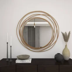 Metal Wall Mirror With Overlapping Ring Frame Gold - Olivia & May 31 Metal Wall Mirror With Overlapping Ring Frame Gold - Olivia & May -Umbra Home Decor Shop GUEST e7146496 139f 471f b18f d39b9d296ab8