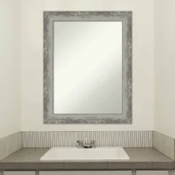 23" X 29" Non-Beveled Waveline Silver Narrow Bathroom Wall Mirror - Amanti Art -Umbra Home Decor Shop GUEST e7f1022c f6ea 4a88 accb ddea71c36b59