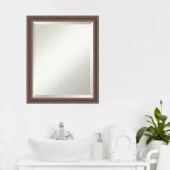 Amanti Art Distressed Rustic Brown Beveled Wood Bathroom Wall Mirror -Umbra Home Decor Shop GUEST e82fe469 5421 46e5 97ef c4435f4906c0