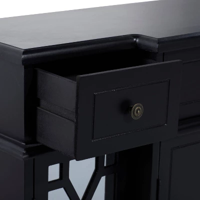 Glam Mirror And Wood Storage Cabinet Black - Olivia & May 2 Glam Mirror And Wood Storage Cabinet Black - Olivia & May - Image 2