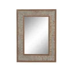 Wood Wall Mirror With Embossed Metal Gray - Olivia & May -Umbra Home Decor Shop GUEST e87f4a0c 3749 4bba a5d2 fd75803f8b6c