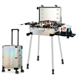 Lockable Rolling Makeup Train Case With LED Mirror -Umbra Home Decor Shop GUEST e8b13fe9 bcab 4281 844e 2e7f43935cae