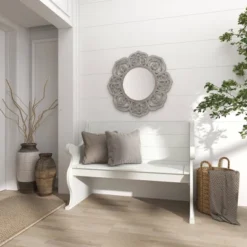 Farmhouse Wood Floral Carved Wall Mirror With Cutout Design White - Olivia & May -Umbra Home Decor Shop GUEST e94e5848 a072 4a71 91e2 e32d7bc59e11