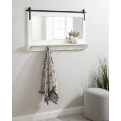 42" X 27" Cates Framed Wall Mirror With Shelf And Hooks White - Kate & Laurel All Things Decor -Umbra Home Decor Shop GUEST e99e7a13 0751 41dc a2d0 7a8e8d973463