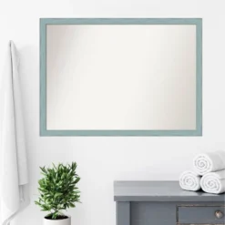 40" X 29" Non-Beveled Sky Blue Rustic Wood Bathroom Wall Mirror - Amanti Art -Umbra Home Decor Shop GUEST e9a70a1e 877e 4b32 9b38 766bcacd9d6c