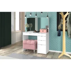 Linden Vanity With Mirror White - Polifurniture -Umbra Home Decor Shop GUEST e9c1fc02 08dc 4970 a977 69615b3ce81a
