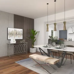 Metal And Mirror Trellis Design Front And Sides Console Table Silver - Olivia & May -Umbra Home Decor Shop GUEST e9d514f9 69bb 4b6d a3cc bcff3e8d48ed