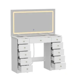 Famapy Stylish White Vanity: Large Mirror, Touch - Screen Lighting, And Ample Storage -Umbra Home Decor Shop GUEST e9d919f7 5cb4 4bfc b4a2 af040c2a7143
