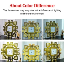 Large Wall Clock With Mirror Finishing Wall Decor Mirror Clock W/ Diamond Inlay