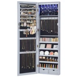 SONGMICS 6 LEDs Mirror Jewelry Cabinet, 47.2-Inch Tall Wall/Door Mounted Jewelry Armoire Organizer -Umbra Home Decor Shop GUEST ea78d8f9 f341 4d1e 8b22 e6d8f7f38edf